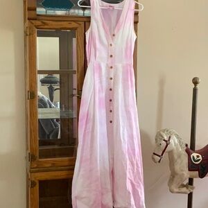 Pink Sleeveless Button-Down Dress